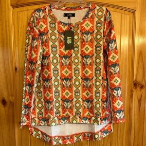 NWT L&B Long Sleeve Western Print Top Size S-Fits like a M.